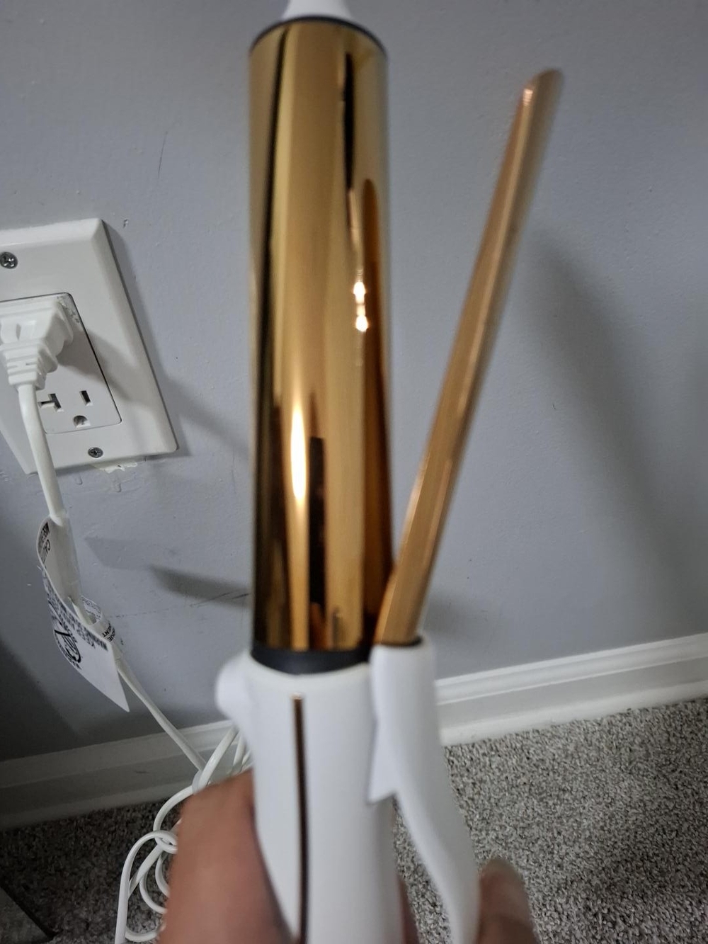 White and Gold Curling Iron for Women Hair